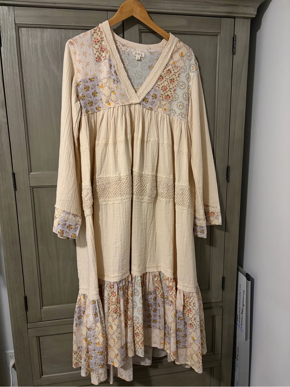 POL Cream Floral Patchwork Maxi Dress